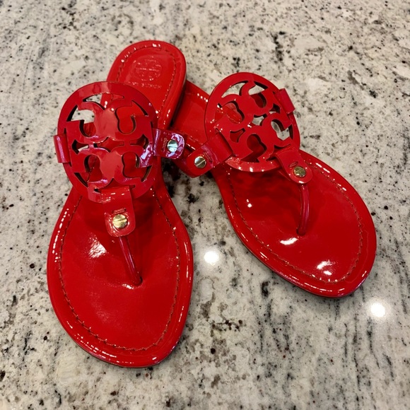 Tory Burch Shoes - Tory Burch Miller Sandals Red Patent Leather